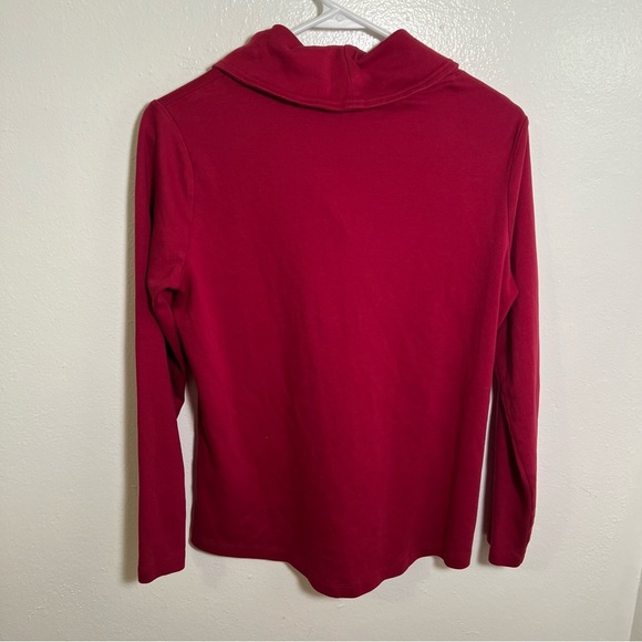 L.L. Bean Pullover Long-Sleeve Shawl Collar Top Dark Cranberry M - Picture 7 of 11